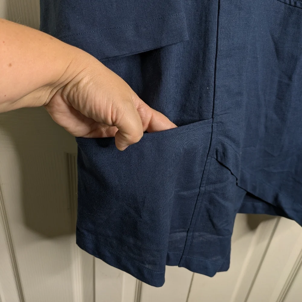 NEW Lintico Asymmetrical Tunic Top XXL Blue Lagenlook Minimalist Linen Cotton - Picture 5 of 12